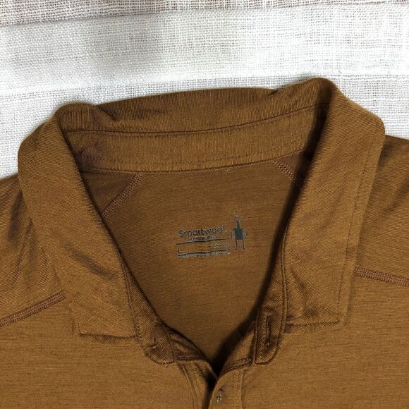 Smartwool Shirt Mens L Merinosport 150 Wool Blend Button Down Brown Short Sleeve - Picture 4 of 11